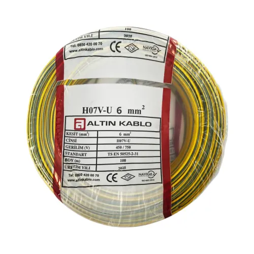 Altın 6 mm NYA Kablo-100m (Sarı/Yeşil) - Altın