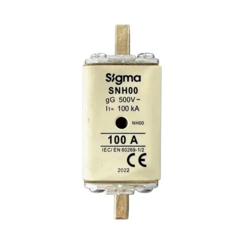 Sigma 100A NH00 Bıçaklı Sigorta Çift Göstergeli 120kA (Steatit Gövde) - 1