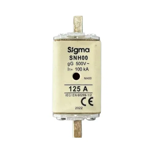 Sigma 125A NH00 Bıçaklı Sigorta Çift Göstergeli 120kA (Steatit Gövde) - 1