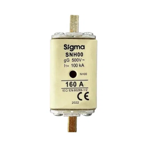 Sigma 160A NH00 Bıçaklı Sigorta Çift Göstergeli 120kA (Steatit Gövde) - 1
