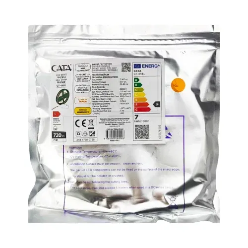 Cata 10 Çipli İç Mekan Silikonsuz Şerit Led-5m (Günışığı) CT-4481 - 4