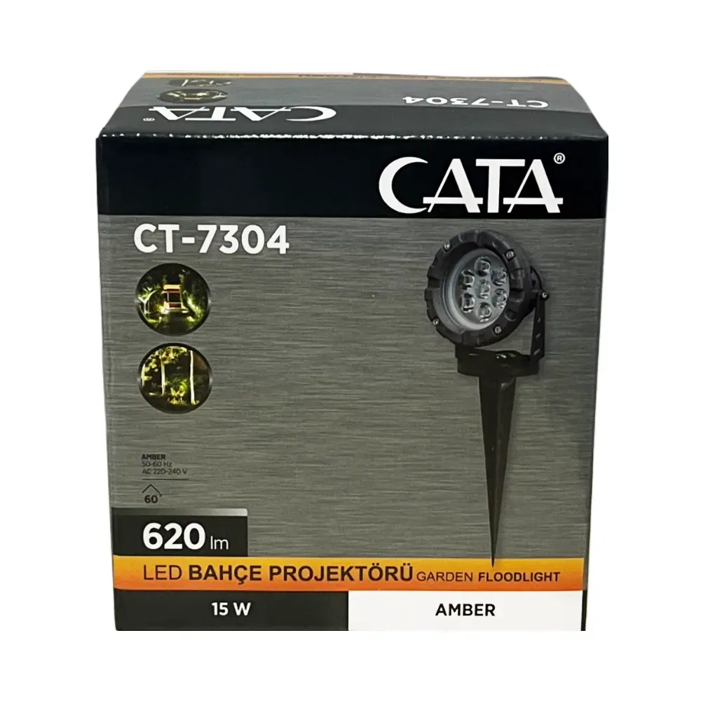 Cata 12W Power Led Kazıklı Bahçe Led Armatür (Amber) CT-7304A - 3