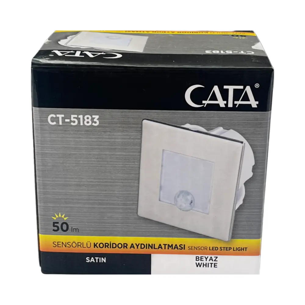 Cata 1,5W Kare Sensörlü Koridor Armatürü Beyaz (6500K)CT-5183B - 5