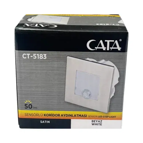 Cata 1,5W Kare Sensörlü Koridor Armatürü Beyaz (6500K)CT-5183B - 5