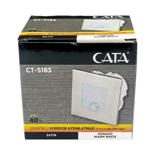 Cata 1,5W Kare Sensörlü Koridor Armatürü Günışığı (3200K)CT-5183G - 5