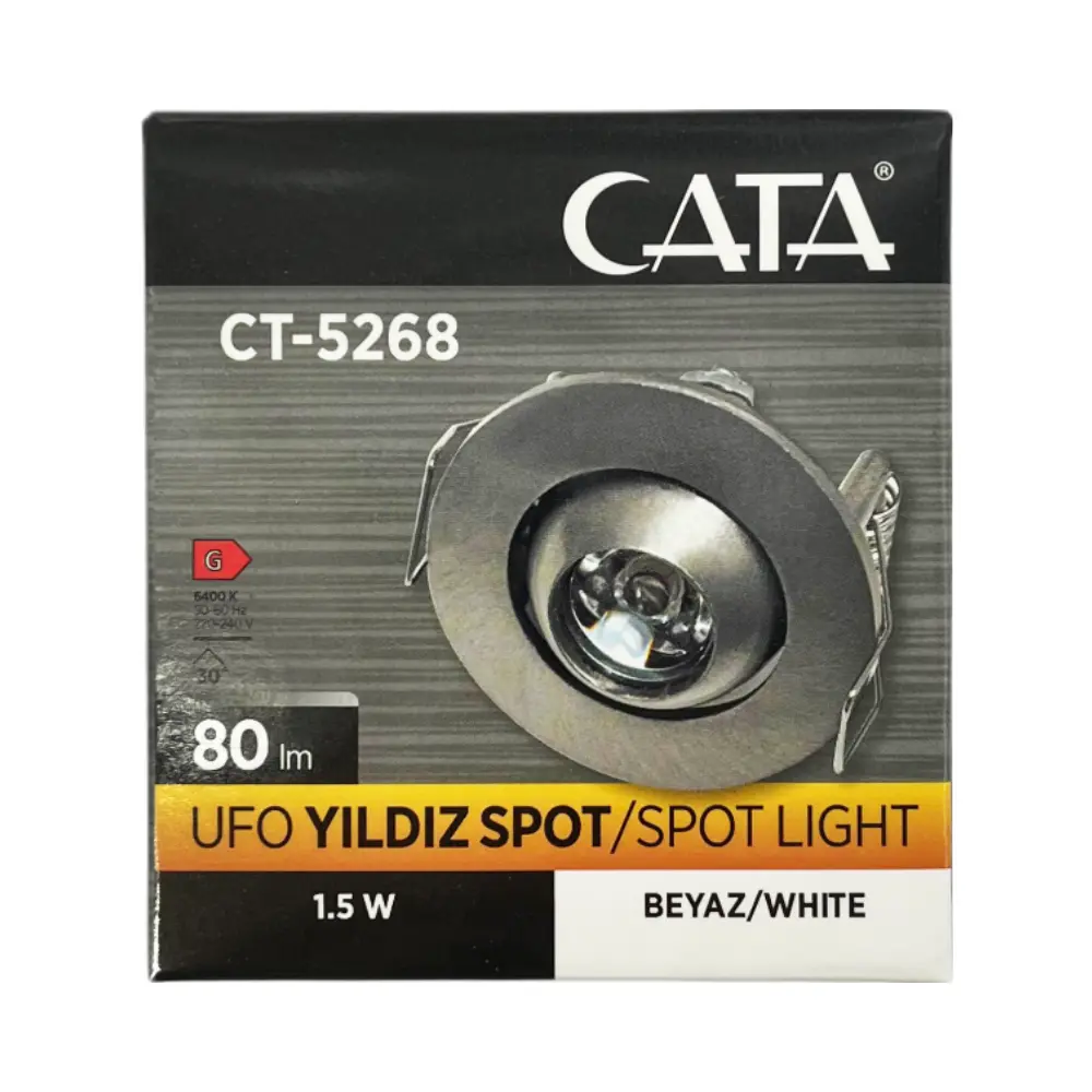 Cata 1,5W Mandagözü Satin Kasa Yıldız Led Spot 6500K (Beyaz) CT-5268SB - 4