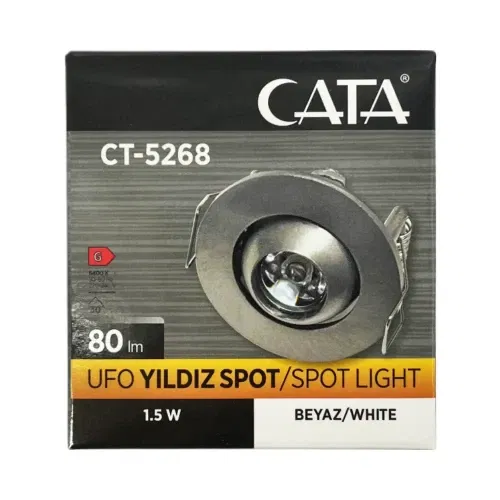 Cata 1,5W Mandagözü Satin Kasa Yıldız Led Spot 6500K (Beyaz) CT-5268SB - 4
