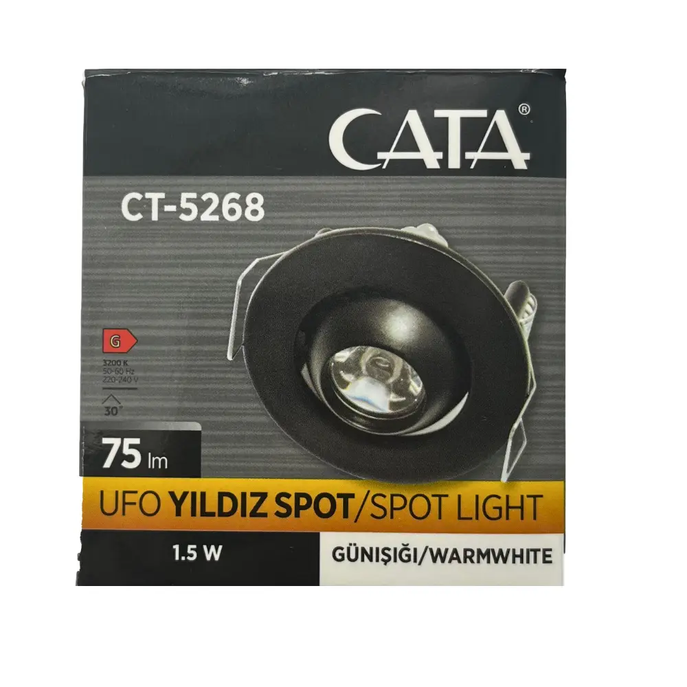 Cata 1,5W Mandagözü Siyah Kasa Yıldız Led Spot 3200K (Günışığı) CT-5268 - 4