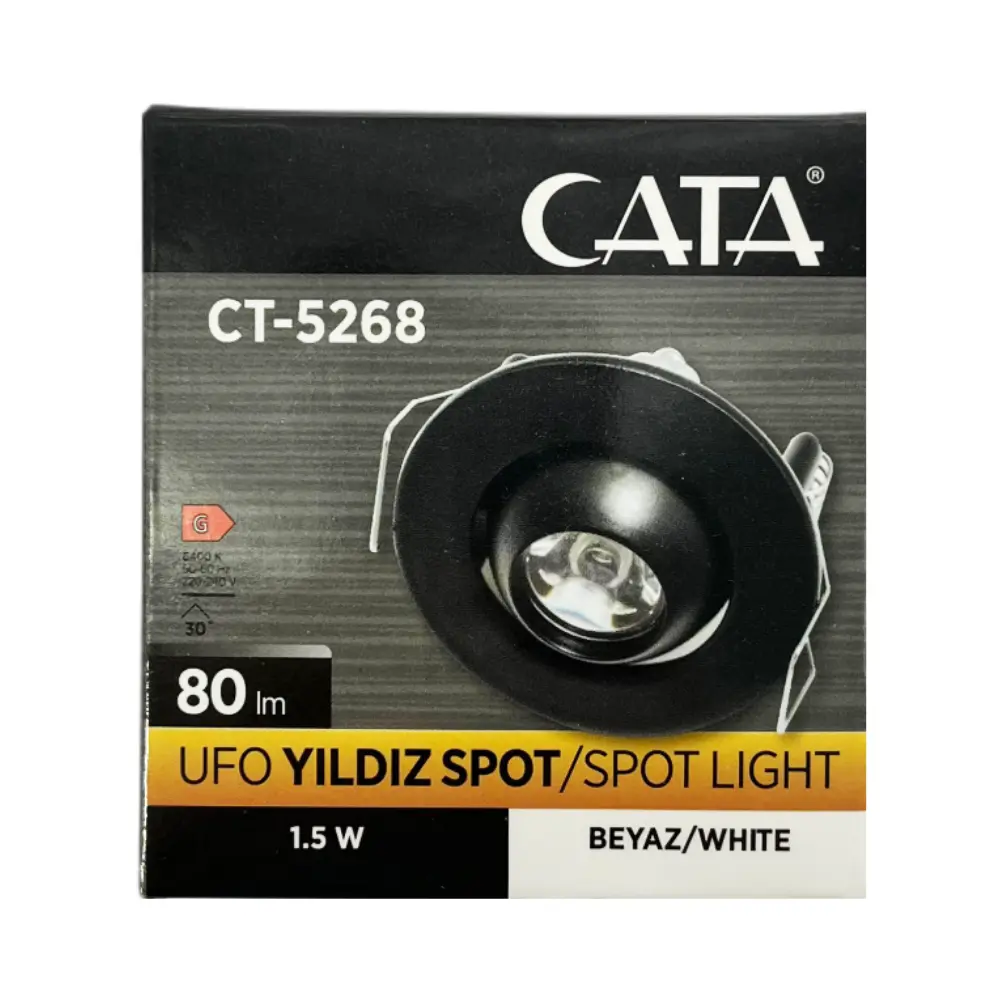 Cata 1,5W Mandagözü Siyah Kasa Yıldız Led Spot 6500K (Beyaz) CT-5268SB - 4