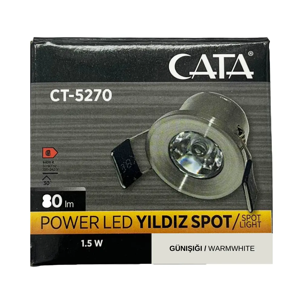 Cata 1,5W Satin Kasa Yıldız Led Spot 3000K (Günışığı) CT-5270 - 4