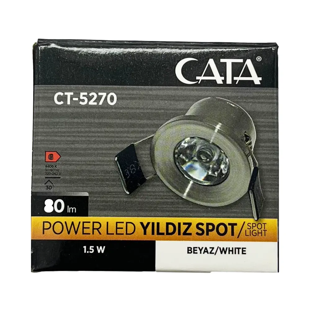 Cata 1,5W Satin Kasa Yıldız Led Spot 6500K (Beyaz) CT-5270 - 4