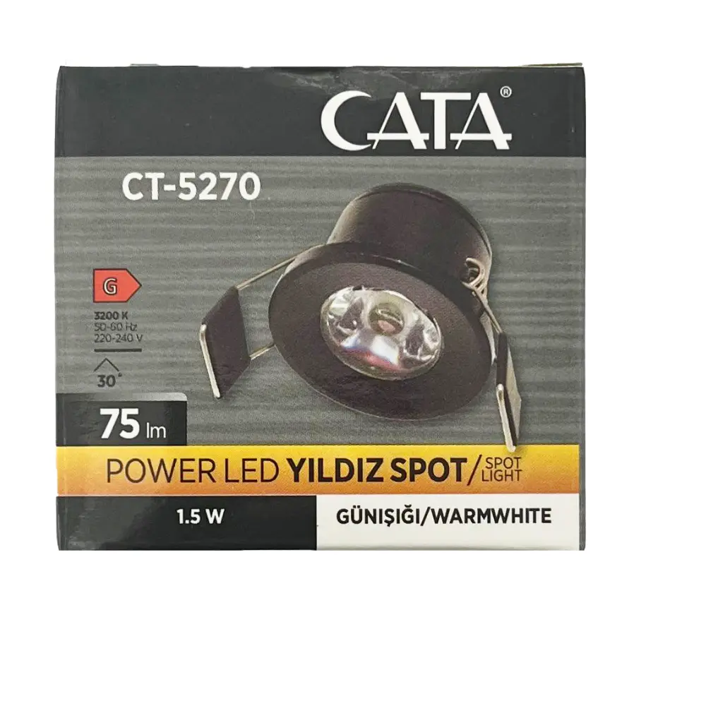 Cata 1,5W Siyah Kasa Yıldız Led Spot 3200K (Günışığı) CT-5270 - 4