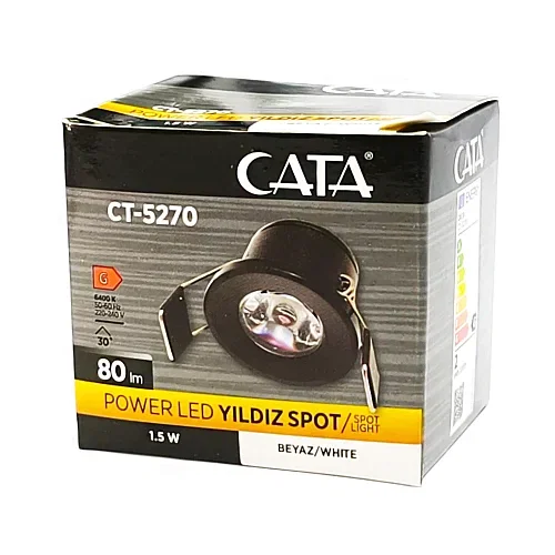 Cata 1,5W Siyah Kasa Yıldız Led Spot 6500K (Beyaz) CT-5270 - 5