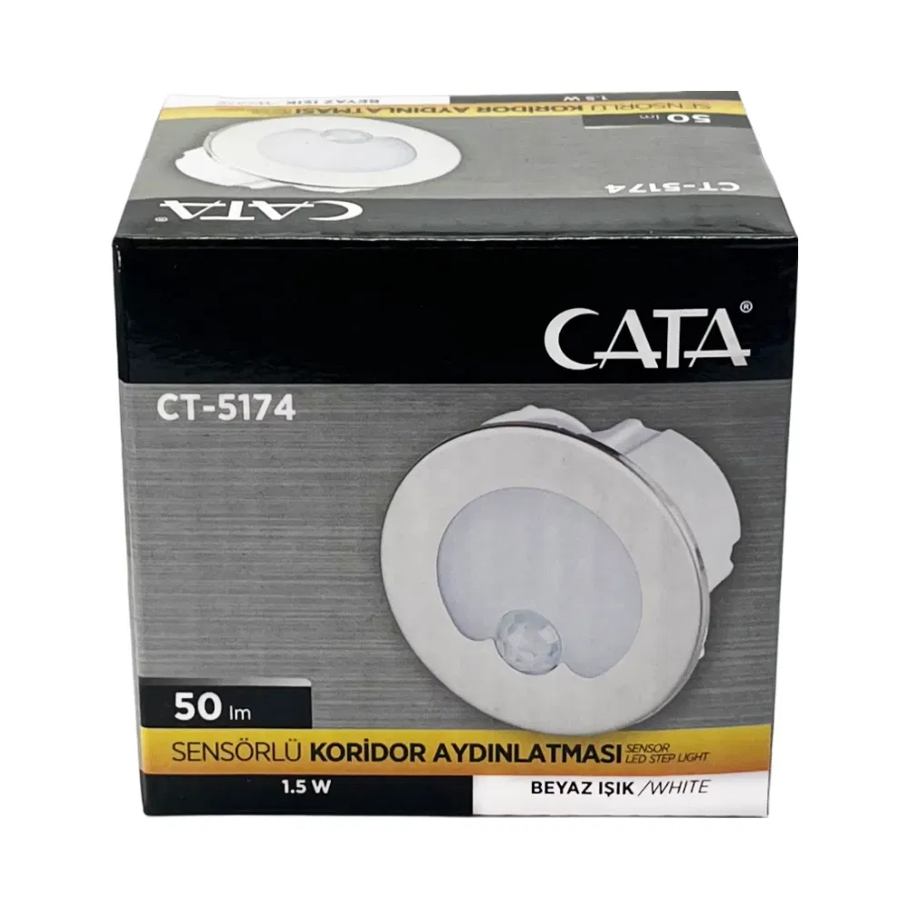 Cata 1,5W Yuvarlak Sensörlü Koridor Armatürü Beyaz (6500K)CT-5174B - 4