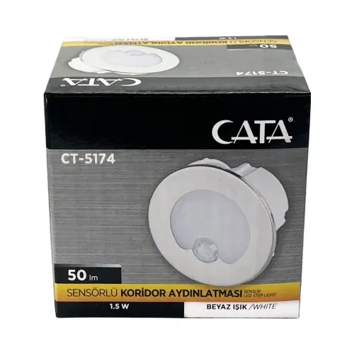 Cata 1,5W Yuvarlak Sensörlü Koridor Armatürü Beyaz (6500K)CT-5174B - 4