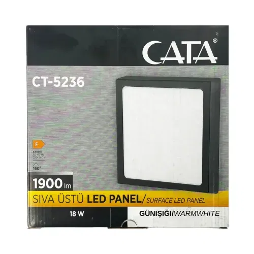 Cata 18W Sıvaüstü Siyah Kasa Kare Panel Led Armatür 3000K (Günışığı) CT-5236G - 5