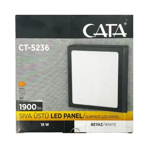 Cata 18W Sıvaüstü Siyah Kasa Kare Panel Led Armatür 6500K (Beyaz) CT-5236B - 4