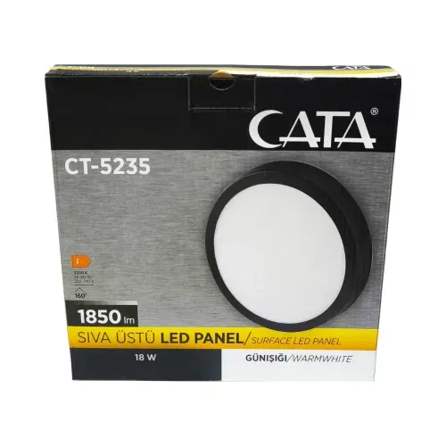 Cata 18W Sıvaüstü Siyah Kasa Panel Led 3000K (Günışığı) CT-5235G - 6
