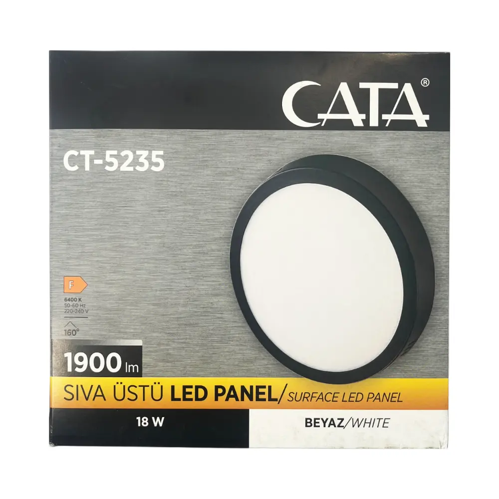 Cata 18W Sıvaüstü Siyah Kasa Yuvarlak Panel Led Armatür 6500K (Beyaz) CT-5235B - 5