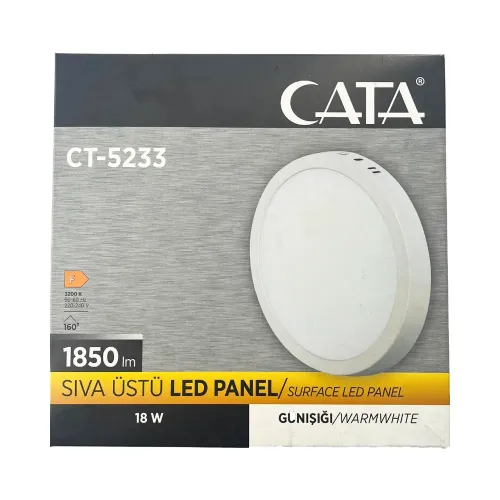 Cata 18W Sıvaüstü Yuvarlak Panel Led Armatür 3000K (Günışığı) CT-5233G - 5