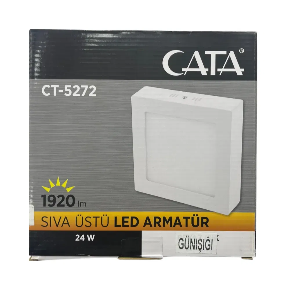 Cata 25W Sıvaüstü Kare Panel Led Armatür 3000K (Günışığı) CT-5272G - 5