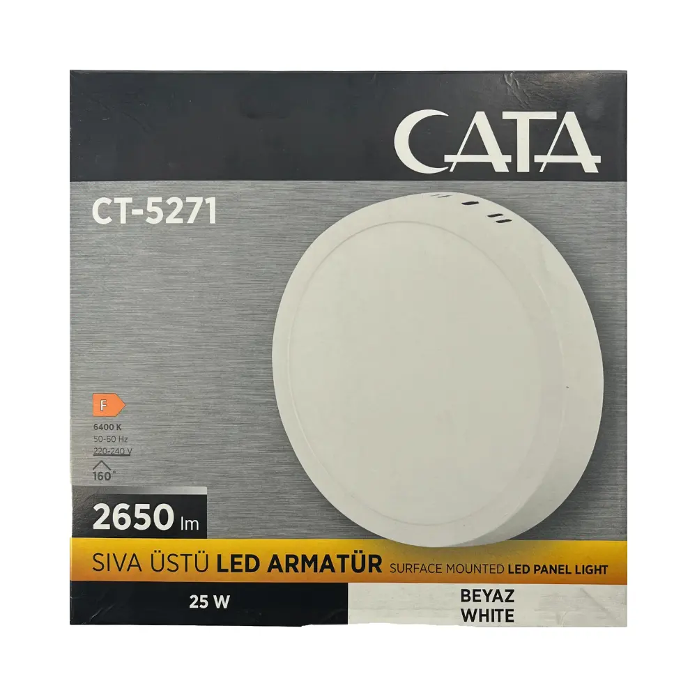 Cata 25W Sıvaüstü Yuvarlak Panel Led Armatür 6500K (Beyaz) CT-5271B - 4