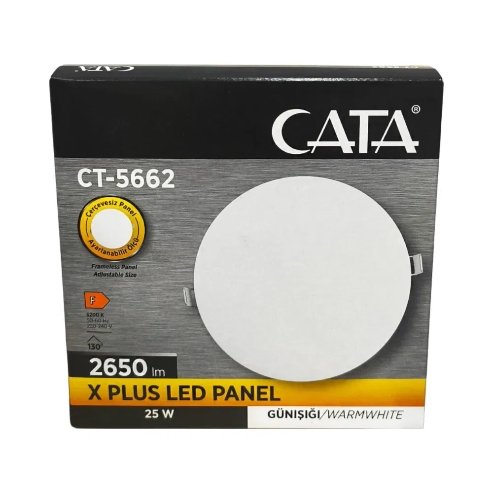 Cata 25W Ayarlanabilir Sıvaaltı Panel Led 3200K (Günışığı) CT-5662G - 5