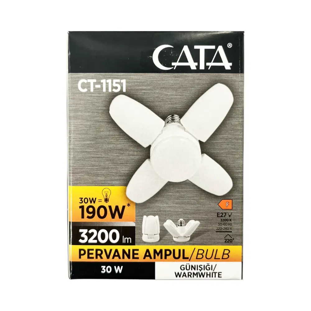 Cata 30W Led Pervane Ampul E27 Duy 3000K (Günışığı) CT-1151G - 5