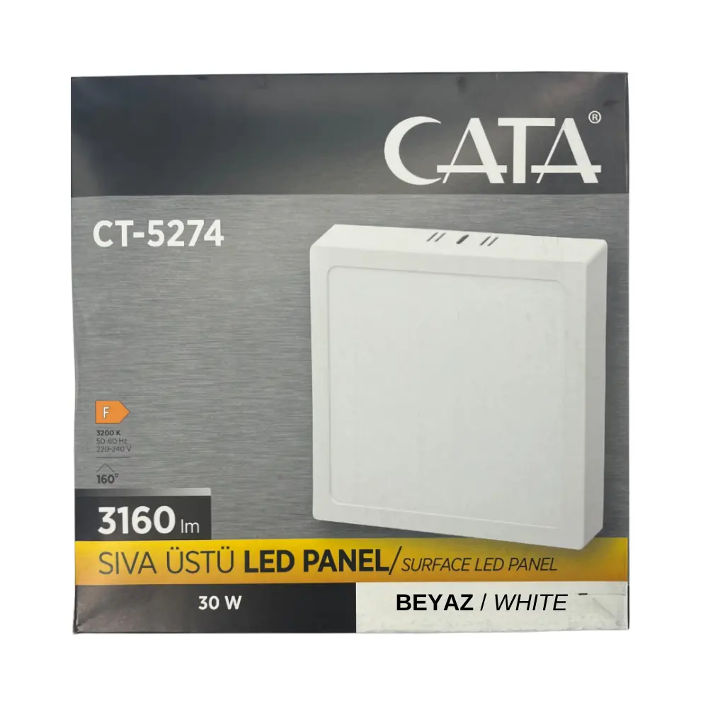 Cata 30W Sıvaüstü Kare Panel Led Armatür 6500K (Beyaz) CT-5274B - 4