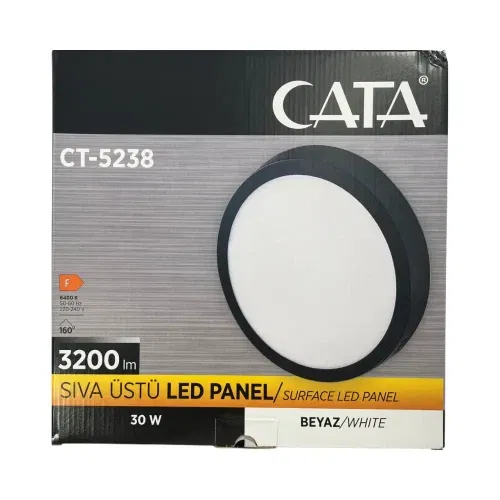 Cata 30W Sıvaüstü Siyah Kasa Yuvarlak Panel Led Armatür 6500K (Beyaz) CT-5238B - 4