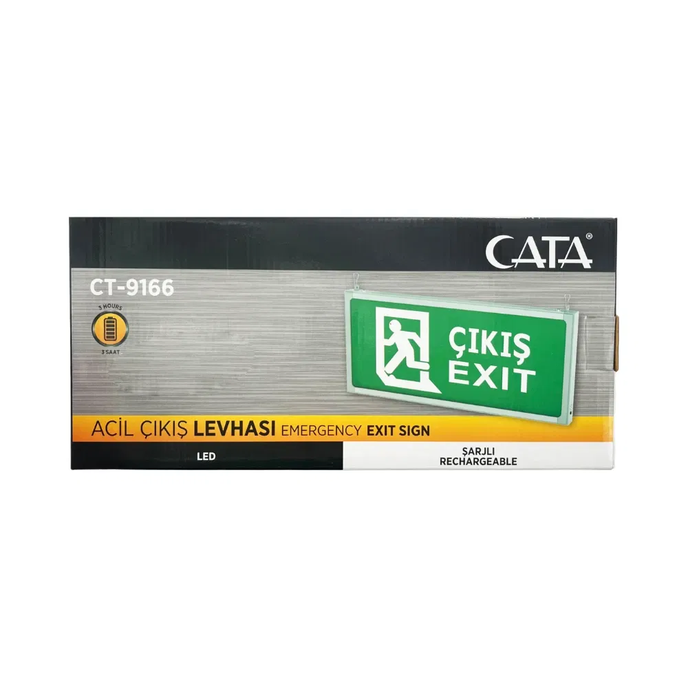 Cata 3W Acil Çıkış Exit Armatürü 3 Saat Şarjlı CT-9166 - 3