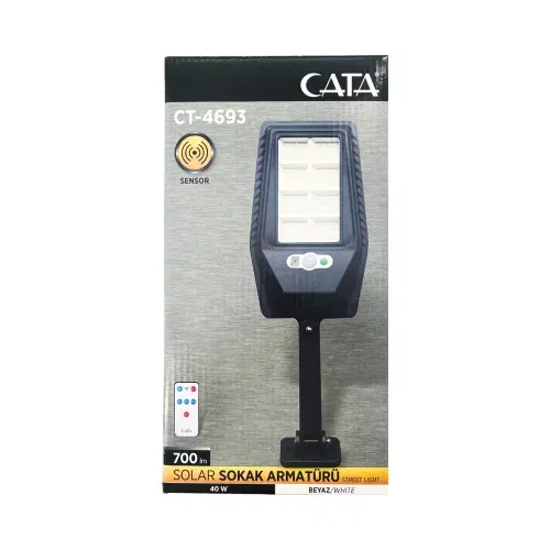 Cata 40W Solar Kumandalı Sokak Armatürü 6500K (Beyaz) CT-4693 - 4