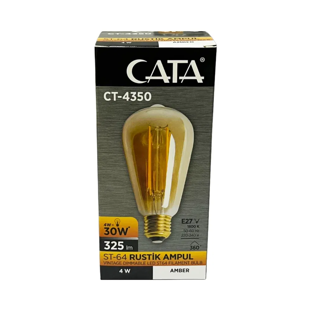 Cata 4W ST64 Rustik Flament Led Ampul E-27 Duy (Amber) CT-4350 - 3