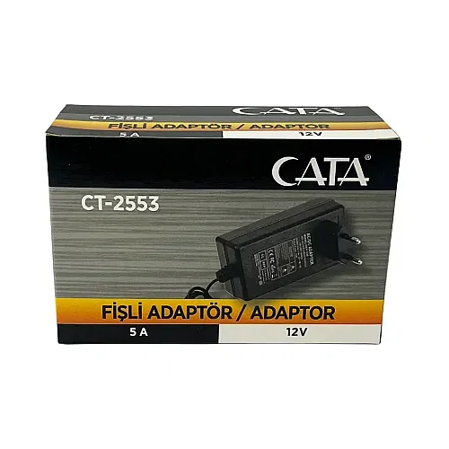 Cata 60W 12V/5A Priz Tipi Plastik Kasa Adaptör CT-2553 - 2