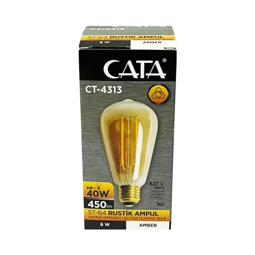Cata 6W Dimmerlenebilir Rustik Led Ampul Amber CT-4313 - 3