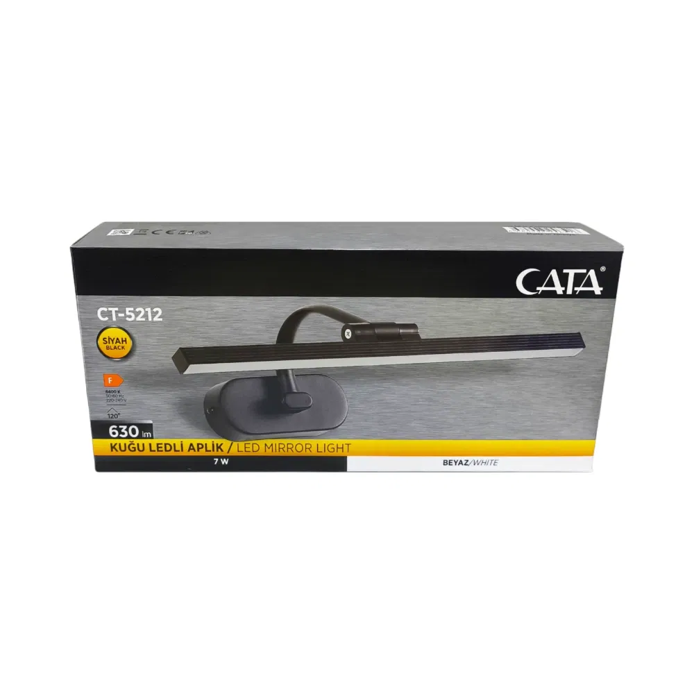 Cata 7W Ledli Siyah Kasa Flüt Aplik 6500K (Beyaz) CT-5212SB - 3
