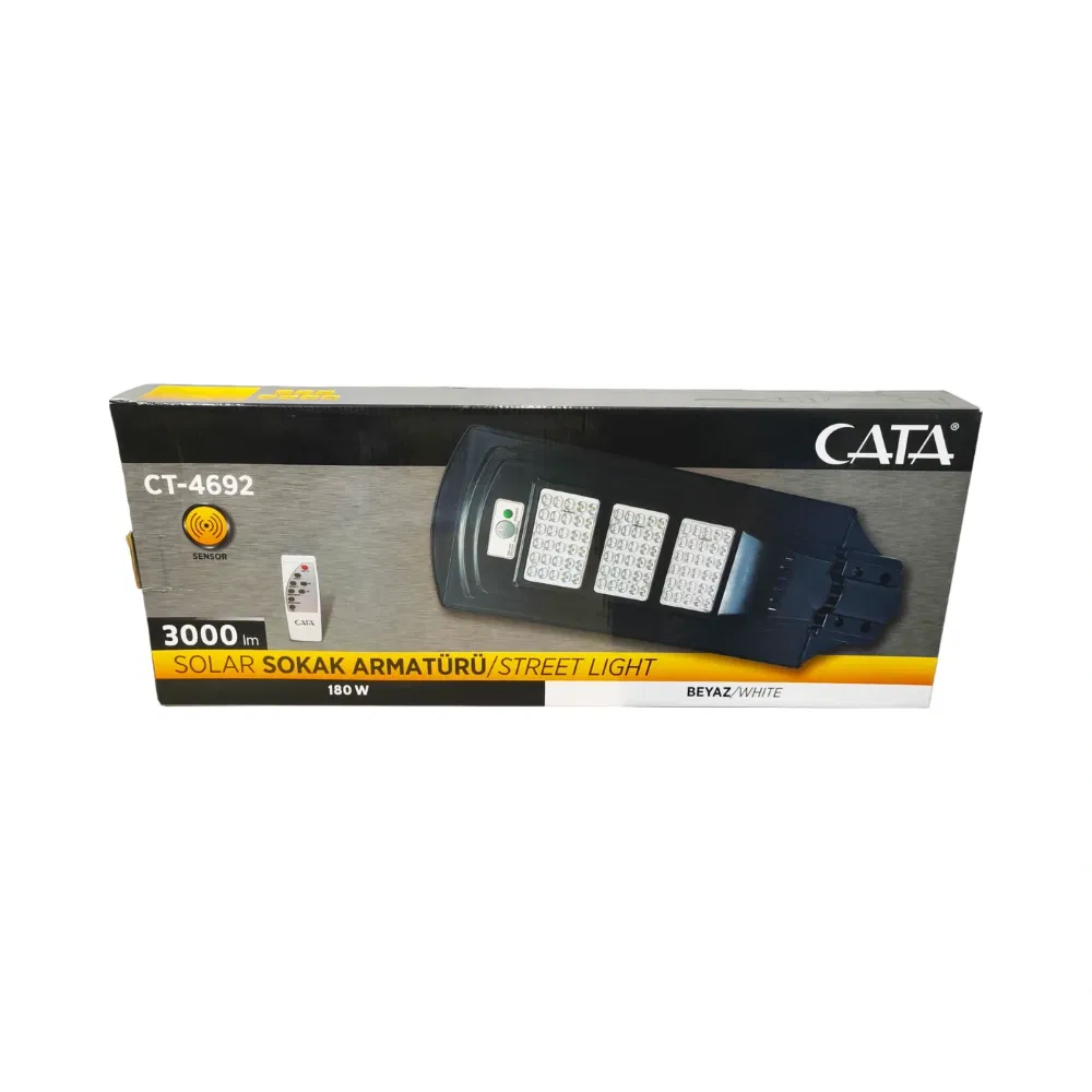 Cata 180W Solar Kumandalı Sokak Armatürü 6500K (Beyaz) CT-4692 - 4