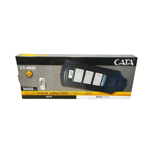 Cata 180W Solar Kumandalı Sokak Armatürü 6500K (Beyaz) CT-4692 - 4