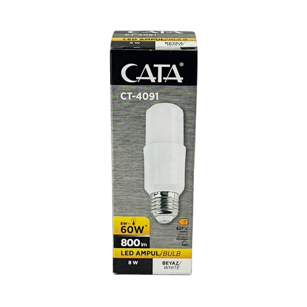 Cata 8W Pil Led Ampul E-27 Duy (6400K) Beyaz CT-4091B - 3