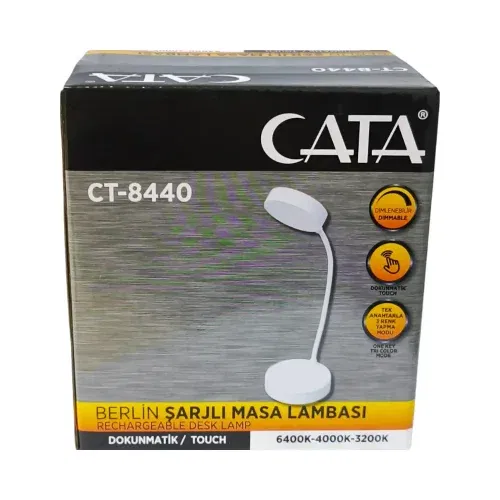 Cata Berlin Şajlı Beyaz Masa Lambası 3 Renkli CT-8440 - 3