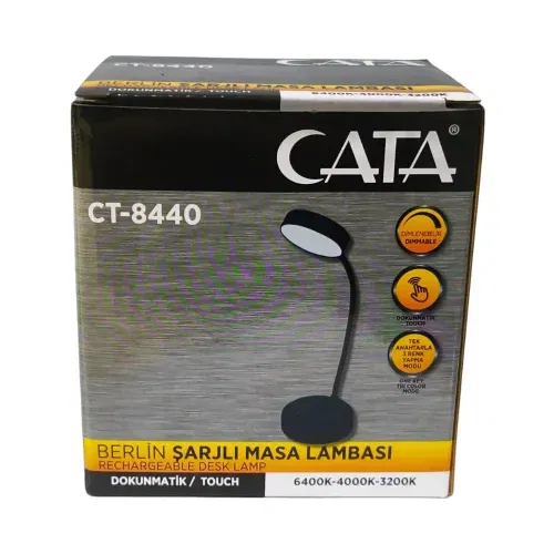 Cata Berlin Şajlı Siyah Masa Lambası 3 Renkli CT-8440 - 3