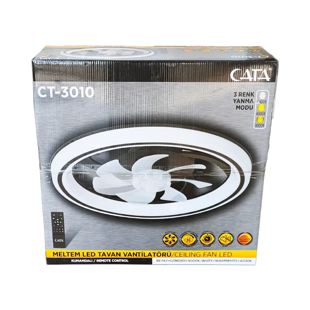 Cata Renkli Meltem Pervaneli Tavan Armatürü CT-3010 - 3