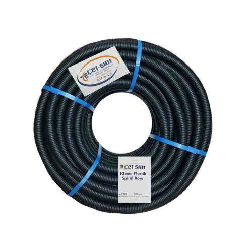 Çetsan 10'luk Siyah Plastik Spral Boru PS.15109-100m - Çet-San