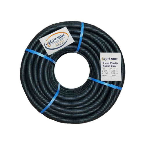 Çetsan 12'lik Siyah Plastik Spral Boru PS.15112-100m - Çet-San