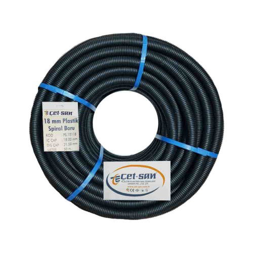 Çetsan 18'lik Siyah Plastik Spral Boru PS.15118-50m - Çet-San