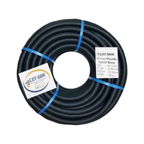 Çetsan 20'lik Siyah Plastik Spral Boru PS.15120-50m - Çet-San