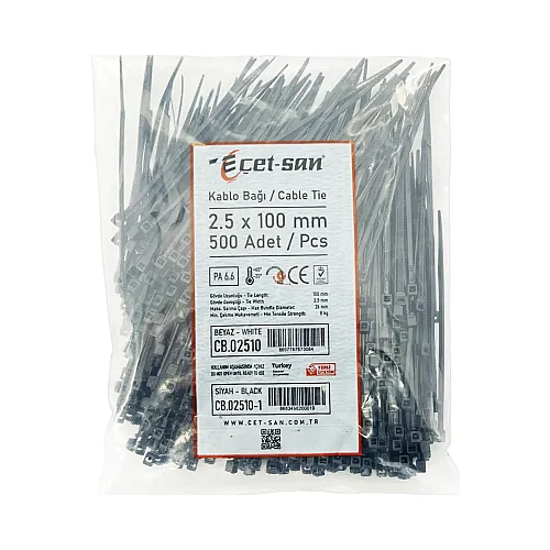 Çetsan 2,5x100mm Kablo Bağı Siyah 10cm-500Ad. - 2