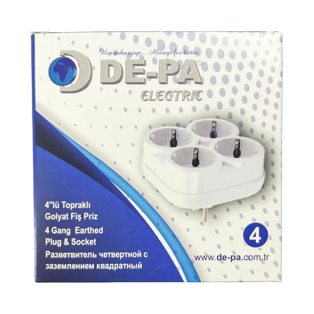 Depa 4'lü Kare Golyat (Priz Çoklayıcı)-10004 - 3