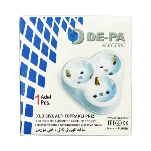 Depa Sıvaaltı 3'lü Topraklı Priz - 3