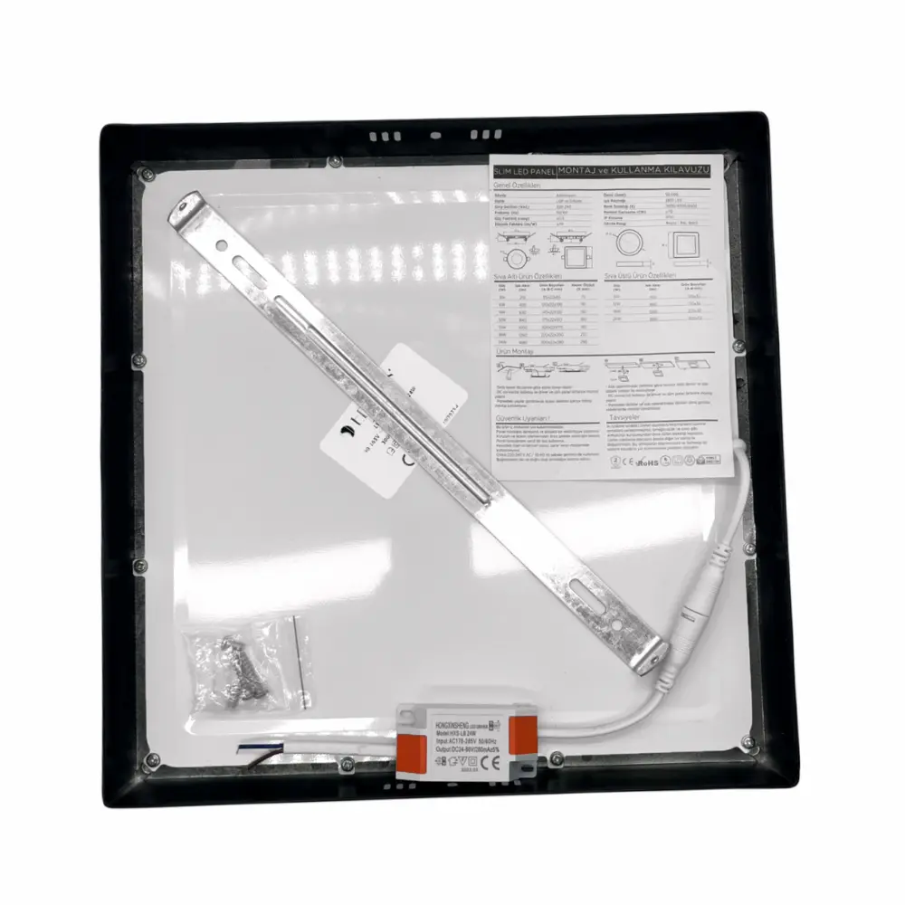 Edson 24W Siyah Kasa Sıvaüstü Kare Panel Led 3000K (G.ışığı) ED-1133 - 3